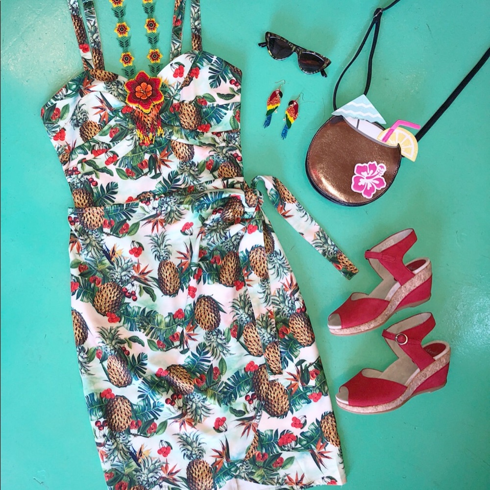 Voodoo Vixen Tropical Cherry sarong style dress